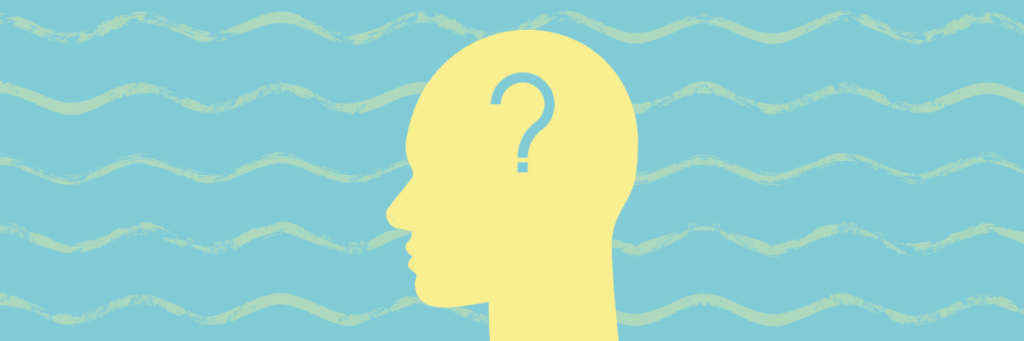 illustration with a head with a question mark inside